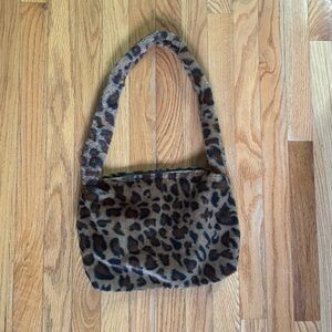 Leopard Print Faux Fur Shoulder Bag